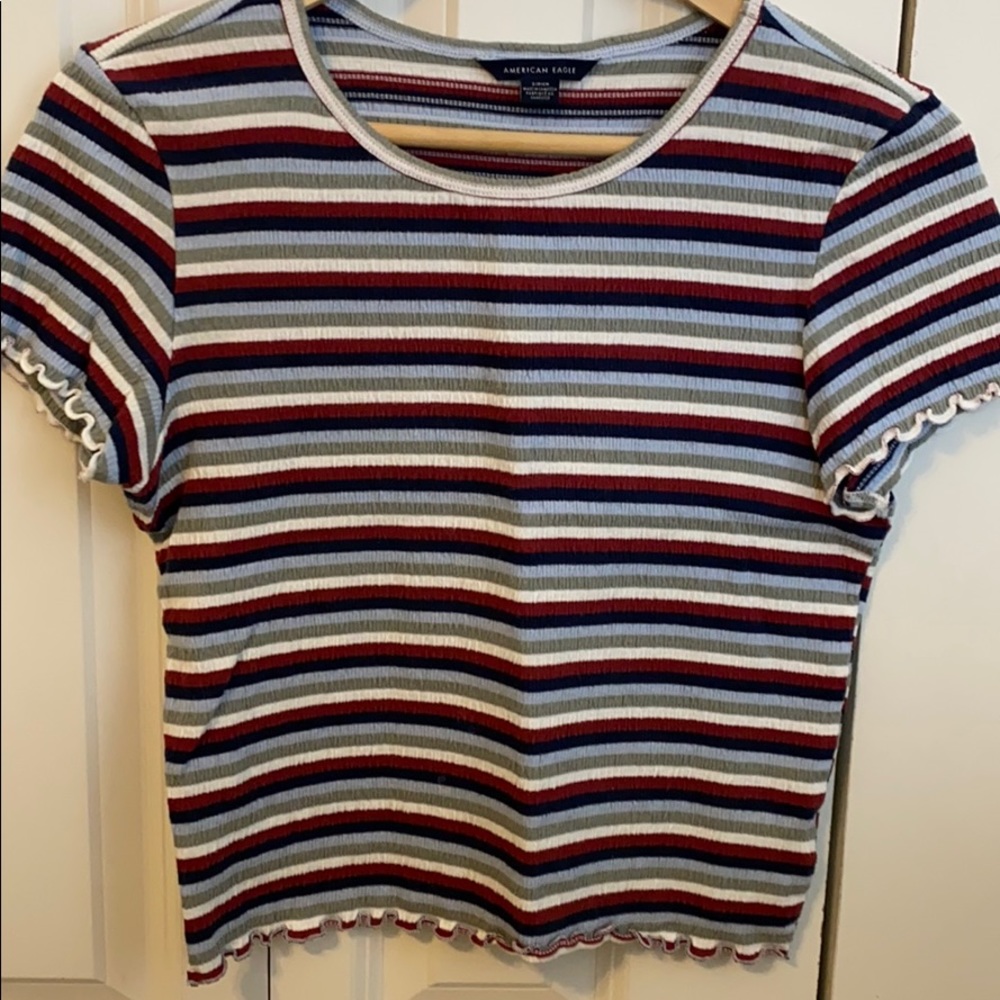 American Eagle smocked stripe top